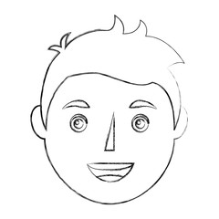 young man head avatar character vector illustration design