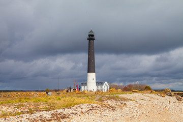 Fototapeta na wymiar Lighthouse Sorve is the most recognizable sight on Saaremaa island in Estonia