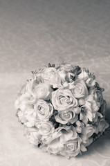 Beautiful wedding bouquet of roses. Black and white.