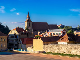 Fototapeta na wymiar Cityscape of Brasov, Black Church architecture, Transylvania region, Romania