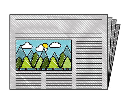 newspaper with picture forest notice vector illustration