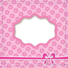 baby card for a girl with a floral pattern and a frame