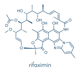 Rifaximin antibiotic drug molecule. Skeletal formula.