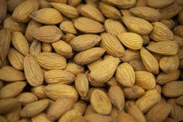 Almond nuts. View from above.