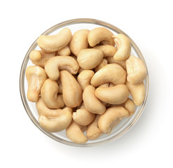 Top view of bowl with cashew nuts