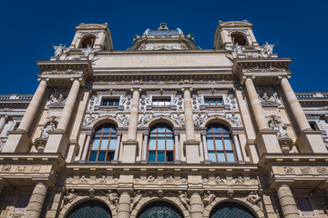 Front facade of Natural History Museum in Vienna city, capital of Austria