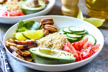 Healthy salad bowl with quinoa