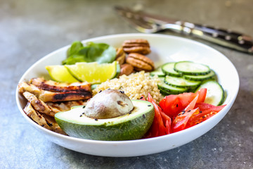 Healthy salad bowl with quinoa