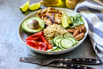 Healthy salad bowl with quinoa