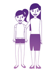 mom and daughter isolated icon vector illustration design