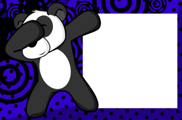 dab dabbing pose panda bear kid cartoon picture frame background in vector format very easy to edit 