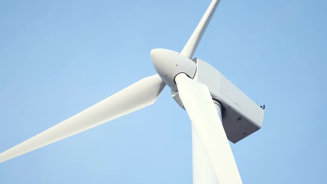 wind turbine Mills park making electic energy from wind, close-up