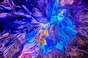 Foto op Canvas Ceiling of the Reed Flute Cave, China. © MaciejBledowski