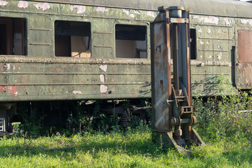 Fototapeta na wymiar Destroyed railway depot in Abkhazia.