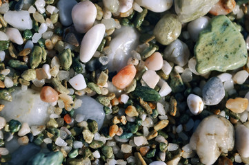 scattering of colored sea stones