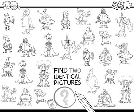 find two identical pictures coloring book
