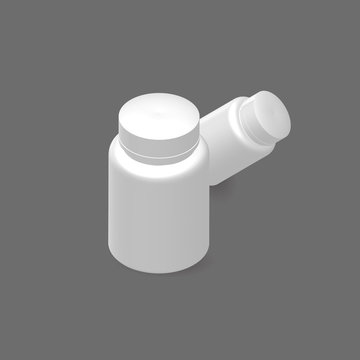 Medicine element pills bottle on a gray background. Vector illustration