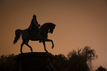 Bismarck monument in Schwerin at night