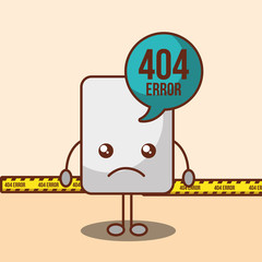 404 error page not found kawaii paper speech bubble vector illustration