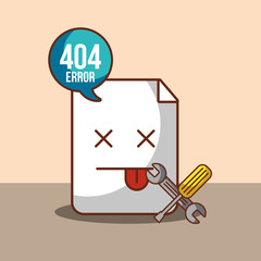 404 error page not found speech bubble construction tools vector illustration