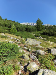 Fototapeta na wymiar Amazing Landscape from Route to climbing a Vihren peak, Pirin Mountain, Bulgaria