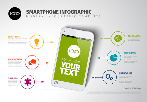 Smartphone Infographic with Colorful Business Icons