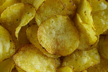 Golden natural potato chips.