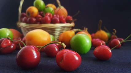 Fruits falling from the basket