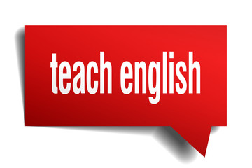 teach english red 3d speech bubble