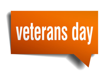 veterans day orange 3d speech bubble