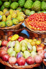 Exotic fruits on farmer market in Funchal, Madeira, Portugal