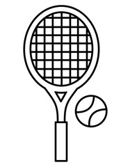 テニスラケット、ボール(線画)