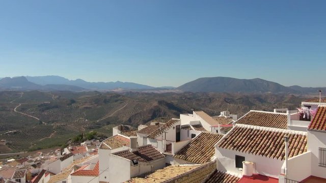 View of Rooftops and Hills at Olvera, Spain