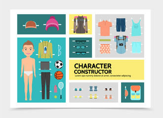 Fototapeta premium Flat Sport Man Character Infographics
