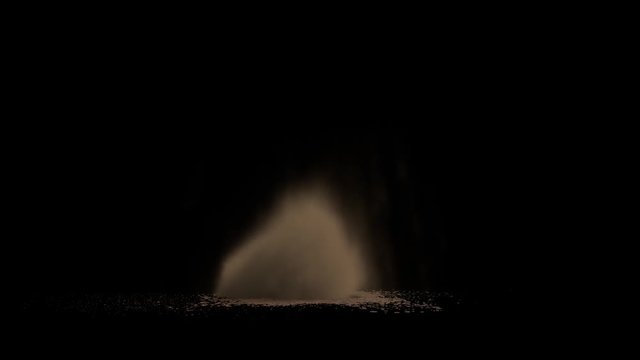 4k dirt or sand explosion in slow motion, isolated on black with alpha