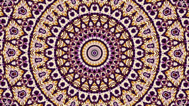 Transforming ornamental vintage background. Abstract footage in Art Nouveau style. Round mandala pattern. Seamless loop footage.