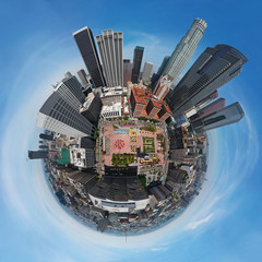 LOS ANGELES DOWNTOWN SKYLINE - 360 DEGREES PLANET PANORAMA - DRONE SHOT