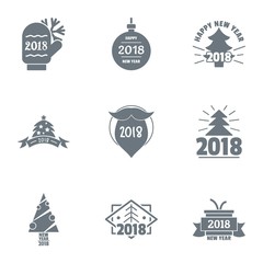 2018 Christmas logo set. Simple set of 9 2018 christmas vector logo for web isolated on white background