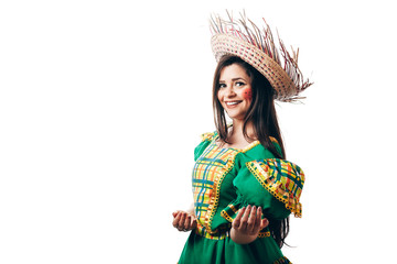 Brazilian woman wearing typical clothes for the Festa Junina