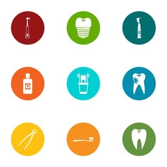 Tooth doctor icons set. Flat set of 9 tooth doctor vector icons for web isolated on white background