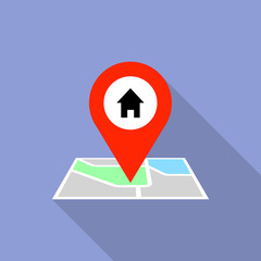 House map pin icon. Flat illustration of house map pin vector icon for web design