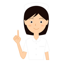 若い日本人女性看護師の手のサインのイラスト
