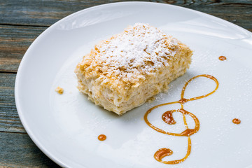 Napoleon dessert on plate