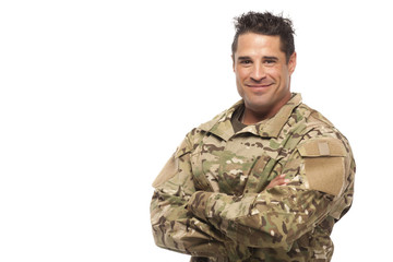 Army soldier with arms crossed