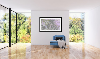 Modern bright interiors apartment 3D rendering illustration