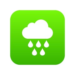 Cloud with rain drops icon digital green for any design isolated on white vector illustration