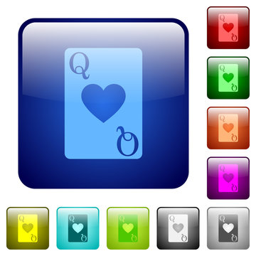 Queen of hearts card color square buttons