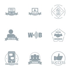 Friend social logo set. Simple set of 9 friend social vector logo for web isolated on white background