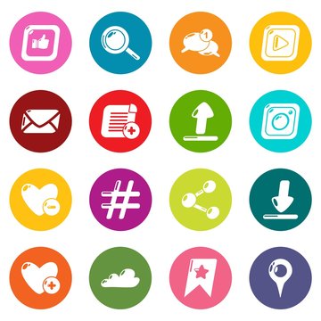 Social network icons set vector colorful circles isolated on white background 