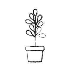 leafs plant in pot decorative icon vector illustration design